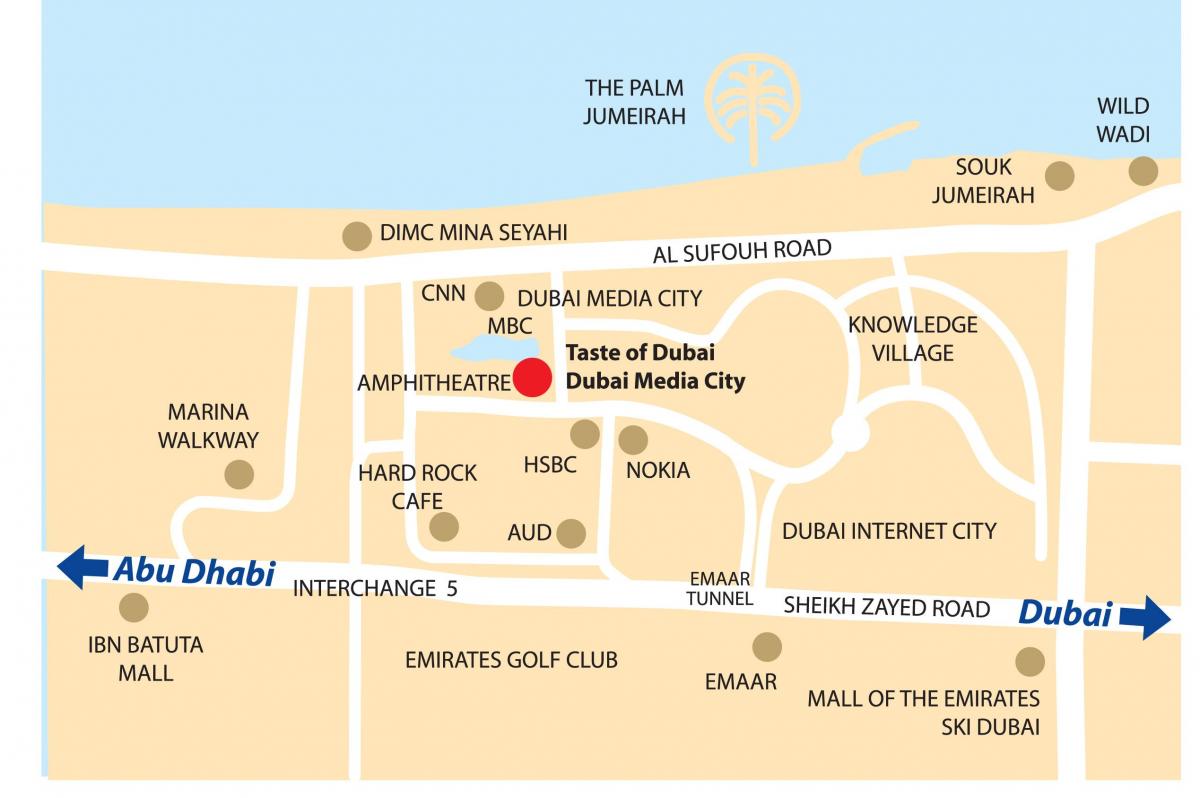 დუბაიში მედია ქალაქის მდებარეობა რუკაზე