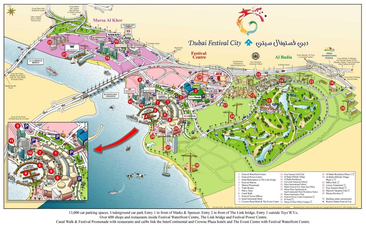 დუბაიში ფესტივალი ქალაქის რუკა