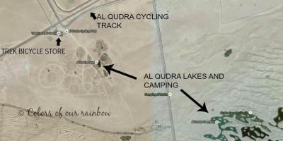 Al Qudra ტბა მდებარეობა რუკაზე
