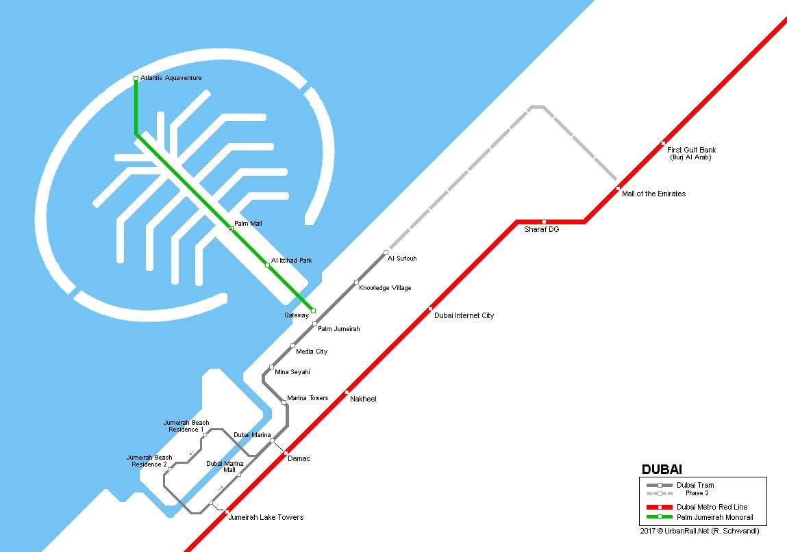 Palm Jumeirah monorail რუკა
