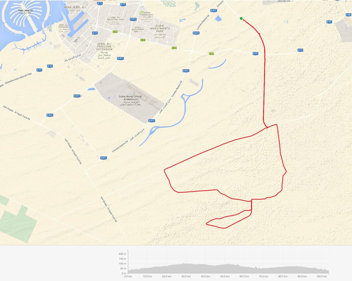 Al Qudra ციკლი გზა მდებარეობა რუკაზე